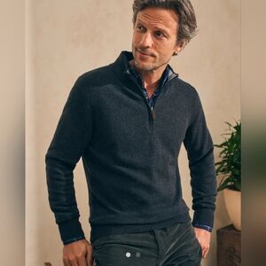 FAHERTY Charcoal Gray Half-Zip Sweater